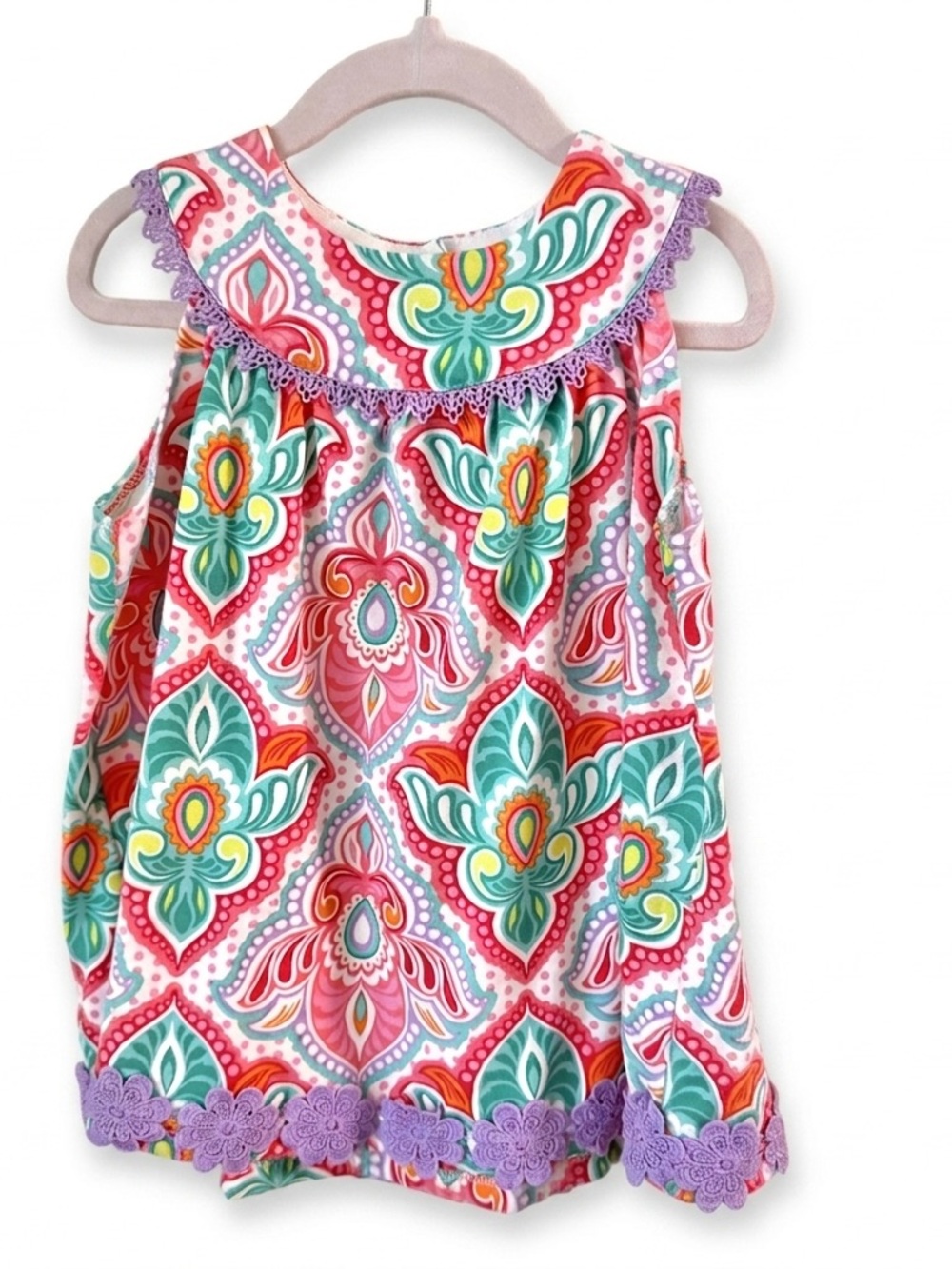 Floral Summer Dress 4T Purple Crochet Lace - Counting Daisies Boutique